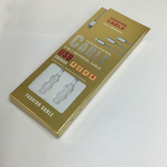 4C Đốt vàng cáp dữ liệu Bao bì Hộp giấy có thể tái chế In lụa 0